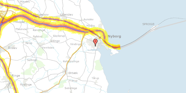 Trafikstøjkort på Gl. Vindingevej 248, 5800 Nyborg