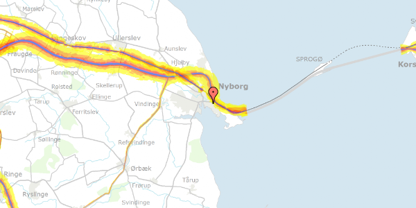 Trafikstøjkort på Gartnergade 21, 5800 Nyborg