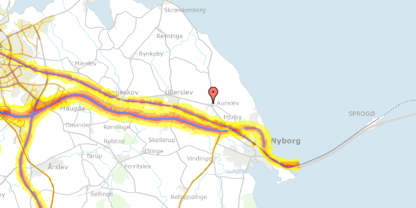 Trafikstøjkort på Gillestoft 28, 5800 Nyborg