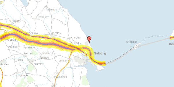 Trafikstøjkort på Grævlingevænget 60, 5800 Nyborg