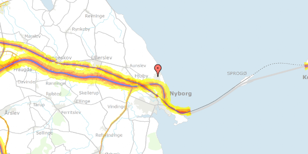 Trafikstøjkort på Grævlingevænget 187, 5800 Nyborg