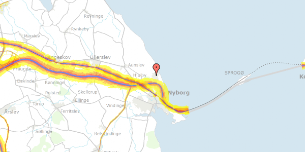 Trafikstøjkort på Grævlingevænget 190, 5800 Nyborg