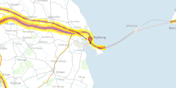 Trafikstøjkort på Havnegade 30, 1. 6, 5800 Nyborg