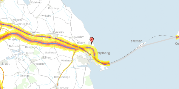 Trafikstøjkort på Hjortevænget 125, 5800 Nyborg