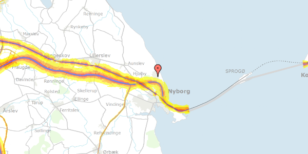 Trafikstøjkort på Hjortevænget 137, 5800 Nyborg