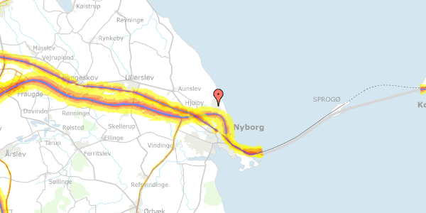 Trafikstøjkort på Hjortevænget 174, 5800 Nyborg