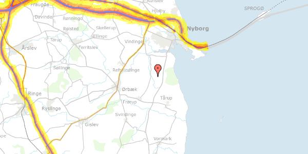 Trafikstøjkort på Holsmosevej 4, 5800 Nyborg