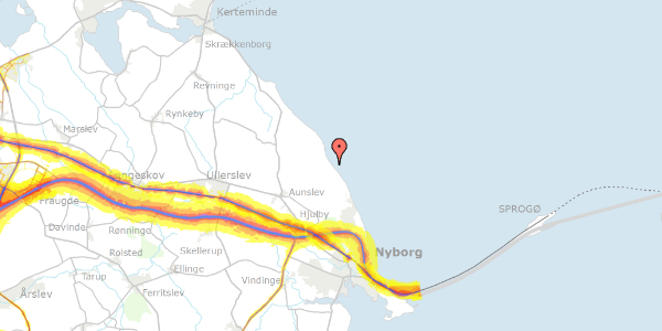 Trafikstøjkort på Høgevej 20A, 5800 Nyborg