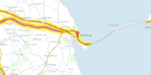 Trafikstøjkort på Johs.Høirupsvej 40, 2. th, 5800 Nyborg