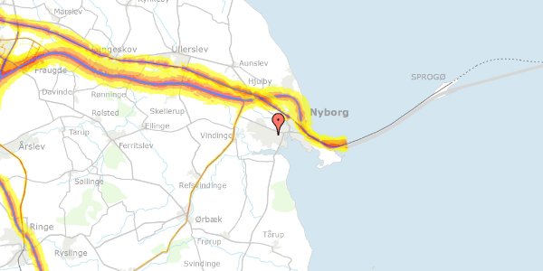 Trafikstøjkort på Karensvej 4A, 5800 Nyborg