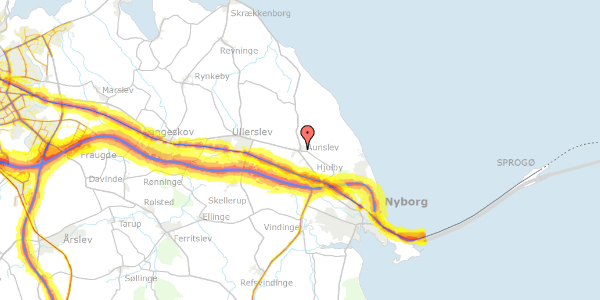 Trafikstøjkort på Kertemindevej 6, 5800 Nyborg