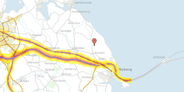 Trafikstøjkort på Kertemindevej 77, 5800 Nyborg