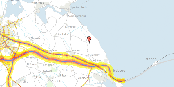 Trafikstøjkort på Kertemindevej 100, 5800 Nyborg