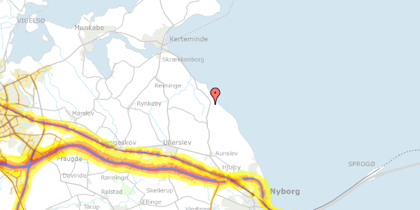 Trafikstøjkort på Kertemindevej 158, 5800 Nyborg