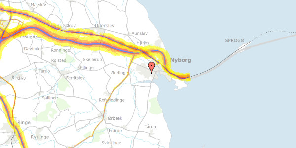 Trafikstøjkort på Kirstensvej 18, 5800 Nyborg