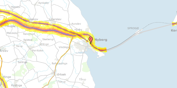 Trafikstøjkort på Kronprinsensgade 9, 5800 Nyborg