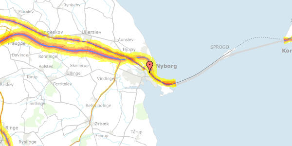 Trafikstøjkort på Kronprinsensgade 26, 5800 Nyborg