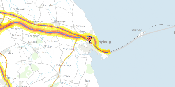 Trafikstøjkort på Ladegårdsvej 4, 5800 Nyborg