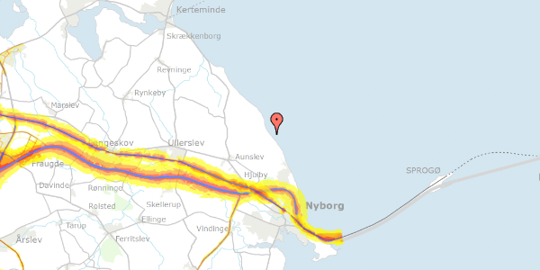 Trafikstøjkort på Musvågevej 15, 5800 Nyborg