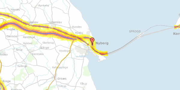 Trafikstøjkort på Nymarksvej 23, 5800 Nyborg