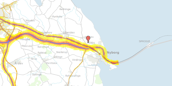 Trafikstøjkort på Odensevej 60, 5800 Nyborg