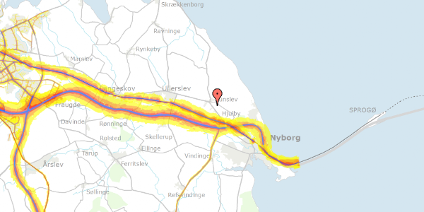 Trafikstøjkort på Odensevej 113, 5800 Nyborg