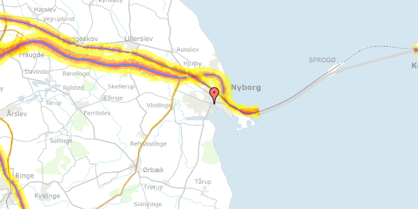 Trafikstøjkort på Pilevænget 1, 5800 Nyborg