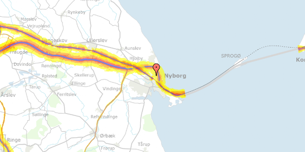 Trafikstøjkort på Præstevænget 26, 5800 Nyborg