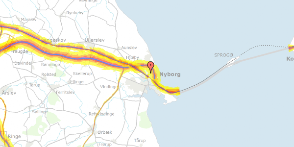 Trafikstøjkort på Præstevænget 29, 5800 Nyborg