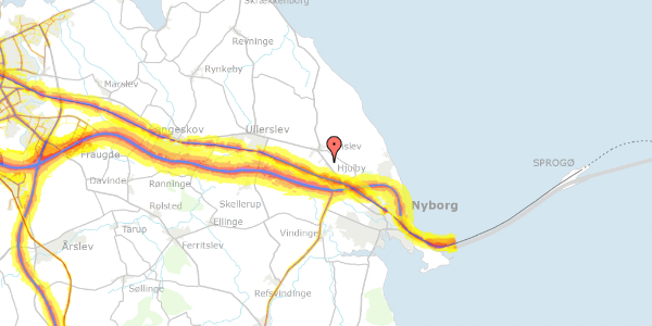 Trafikstøjkort på Rosenlunden 4, 5800 Nyborg