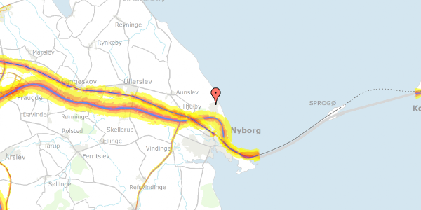 Trafikstøjkort på Rådyrvænget 174, 5800 Nyborg