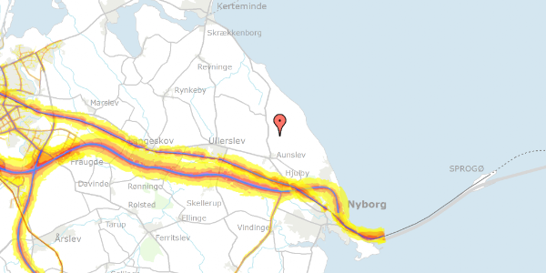 Trafikstøjkort på Skalkendrupvej 24, 5800 Nyborg