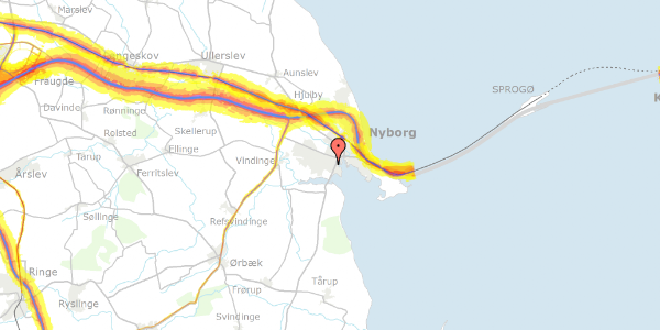 Trafikstøjkort på Slåenvænget 3, 5800 Nyborg