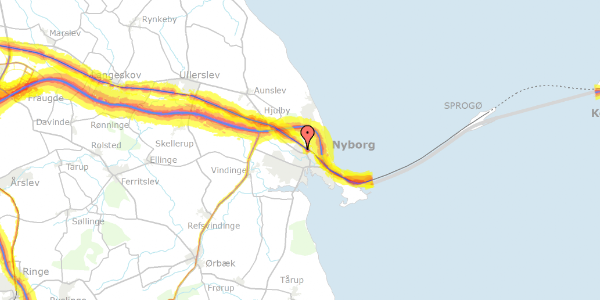 Trafikstøjkort på Sprotoften 38, 3. th, 5800 Nyborg