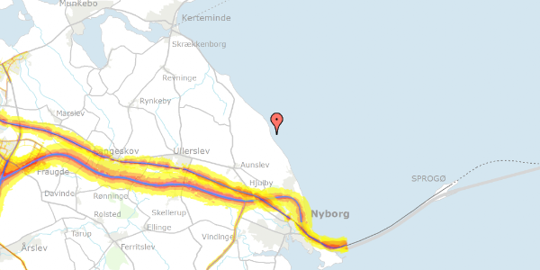 Trafikstøjkort på Strandskovvej 1, 5800 Nyborg