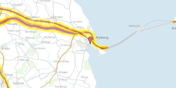 Trafikstøjkort på Strandvejen 18, 2. , 5800 Nyborg