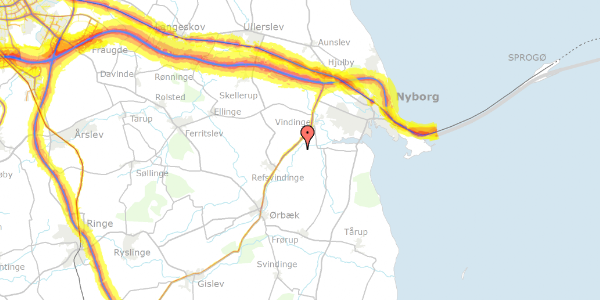 Trafikstøjkort på Sulkendrupvej 2B, 5800 Nyborg