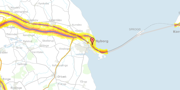 Trafikstøjkort på Wørishøffersgade 25, st. 4, 5800 Nyborg