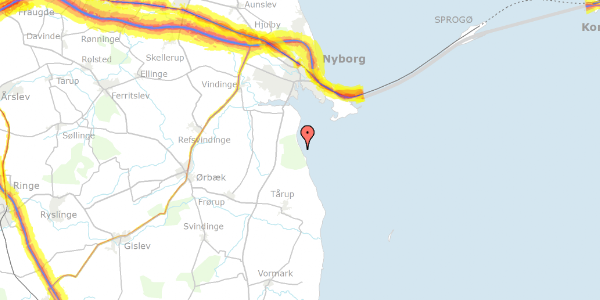 Trafikstøjkort på Svendborgvej 5, 5800 Nyborg