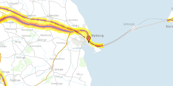 Trafikstøjkort på Sølystvej 17, 1. , 5800 Nyborg