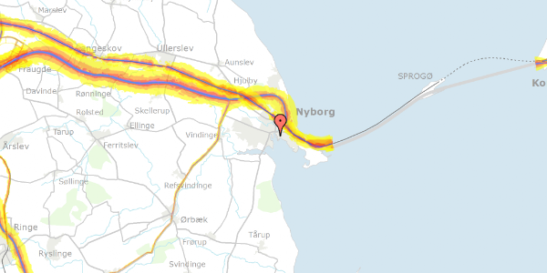 Trafikstøjkort på Vesterhavnen 19, st. 1, 5800 Nyborg