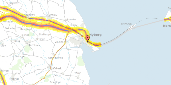 Trafikstøjkort på Vognmandsvej 17, 5800 Nyborg