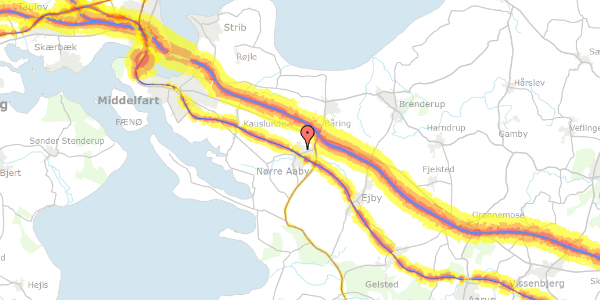 Trafikstøjkort på Enghavevej 10, 5580 Nørre Aaby