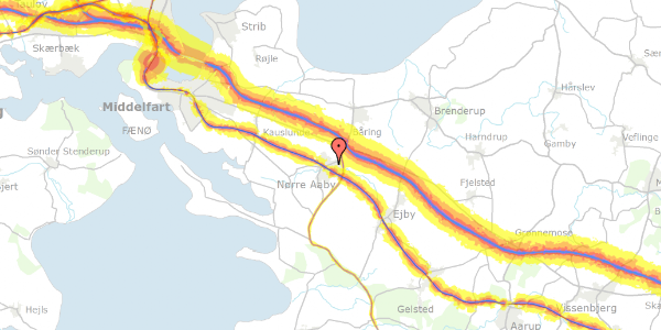 Trafikstøjkort på Hjørnet 27, 5580 Nørre Aaby