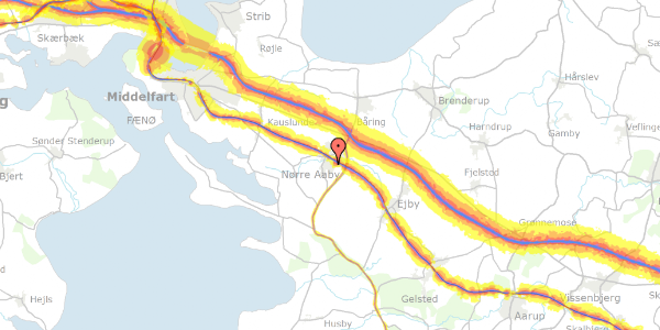 Trafikstøjkort på Klyngerne 35, 5580 Nørre Aaby