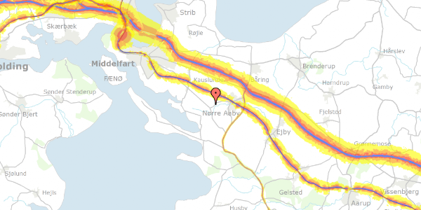 Trafikstøjkort på Pytten 11, 5580 Nørre Aaby