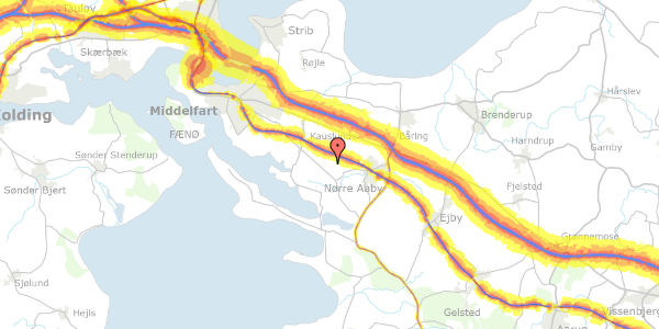 Trafikstøjkort på Tørvegyden 1, 5580 Nørre Aaby