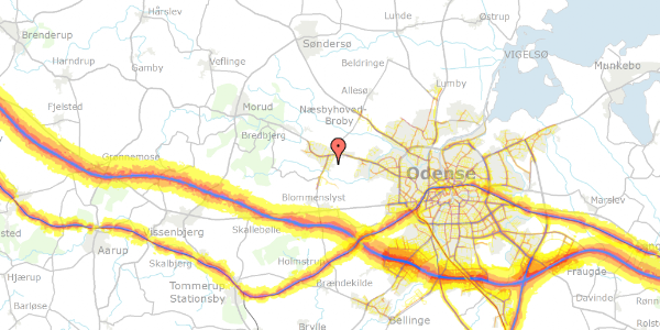 Trafikstøjkort på Åbakkevej 22, 5210 Odense NV