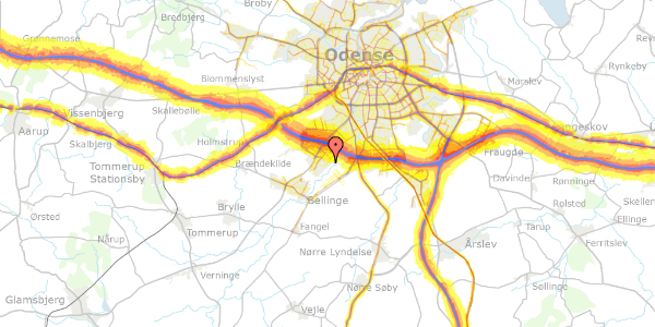 Trafikstøjkort på Ådalsvej 229, 5250 Odense SV