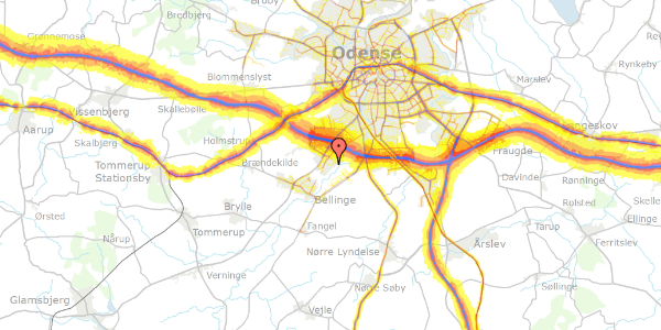 Trafikstøjkort på Ådalsvej 251, 5250 Odense SV